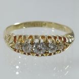 A Victorian 18 carat gold five stone diamond ring, Chester 1866,