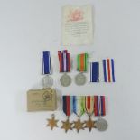 A collection of World War medals, to include the Africa star, 39-45 star, Defence medal,