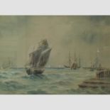 Attributed to Robert Thornton Wilding, seascape with fishing boats, with T. B.