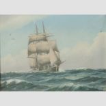 English School, circa 1900, a barge under full sail, oil on canvas, indistinctly signed,