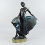 An Art Deco style plaster figure of a lady dancing,