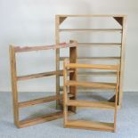 An antique pine seven tier open bookcase, 97cm,