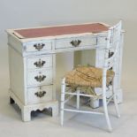 A white painted pedestal desk, 104cm,