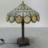 A Tiffany style leaded glass table lamp and shade,