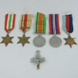 A group of five World War II medals, to include the Italy Star, the Africa star ,