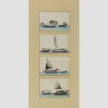 Chinese School, 19th century, sailing craft, a set of for watercolours,