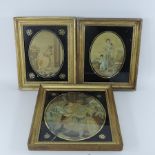 A Regency silkwork picture, Rebecca at the well, in a gilt frame,
