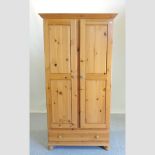 A pine double wardrobe, 98cm,