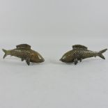 A bronzed model of a carp, 18cm long,