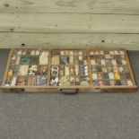 A Victorian seed display, contained in an oak drawer,