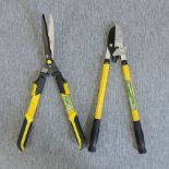 A set of telescopic ratchet loppers,