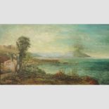 English School, 19th century, bay of Naples with Vesuvius erupting, oil on canvas,