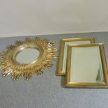 A gilt framed sunburst wall mirror, 120cm,
