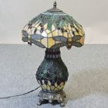 A Tiffany style leaded glass table lamp and shade,