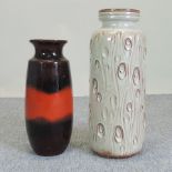 A West German pottery vase, 52cm tall,