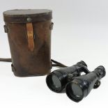 A pair of early 20th century French binoculars, inscribed Lemaire, Paris, in a leather fitted case,