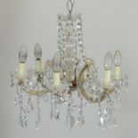 A cut crystal chandelier,