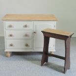 A pine and cream painted pine side cabinet,