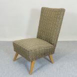 A 1950's green upholstered side chair,