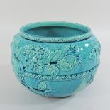 A Burmantofts blue glazed pottery jardiniere,