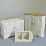 A painted and pine corner cabinet, 91cm,