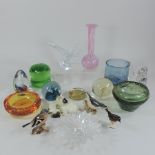 A collection of glass, paperweights and animal figures to include Beswick,