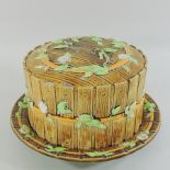 A majolica cheese dome and dish,