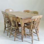 An antique pine kitchen table, 135 x 83cm,