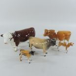 A Beswick model of a Hereford bull, 14cm tall, together with Ch Sabrina's Sir Richard, with calf,