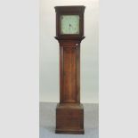 A late George III oak cased longcase clock, with a painted dial,