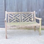 A wooden garden bench,