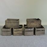 A collection of six small apple crates,