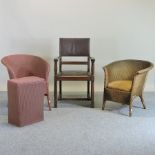 A Lloyd Loom chair, together with another,