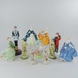A collection of china figures, to include Coalport and Royal Doulton,