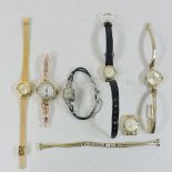 A ladies Longines gold plated wristwatch,