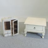 A cream painted side table, 61cm,