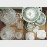 Two boxes of china and glass to include a Victorian fruit service, Goss ware,