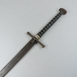 An iron two handed sword, with an iron blade and bound grip,