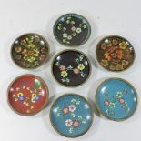 A collection of seven Japanese cloisonne dishes, 9.