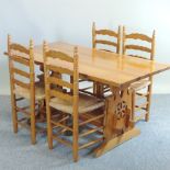 A pine kitchen table, 150 x 74cm,