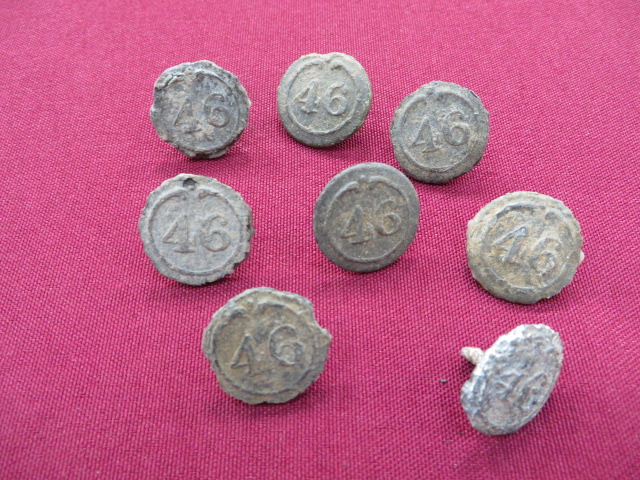 8 x 46th (South Devon) Regiment of Foot Victorian OR’s pewter buttons