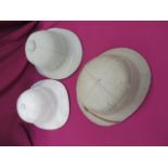 Three WW2 Military Polo Shape Pith Helmets