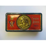 South Africa 1900 Chocolate Tin Complete with Contents pressed rectangular lid with central Queen