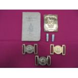 Small Selection of Royal Marine Items consisting Bandsman shoulder belt plate. Rectangular gilt