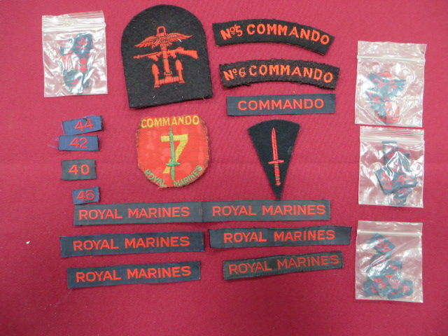 Selection of Royal Marine Commando Titles including embroidery No 5 Commando ... Embroidery No 6
