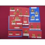 Selection of Royal Marine Band Badges including 2 part brass and white metal RMLI Portsmouth Div ...