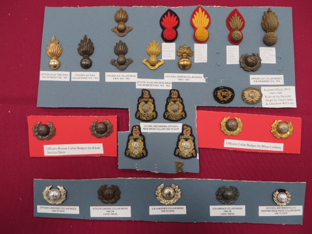 Good Selection of Royal Marine Collar Badges including bronzed RMA ... Gilt RMA ... Brass RMA ...