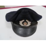 WW2 German Old Comrates Cap dark blue crown and body. Lower black silk band with swastika and Old