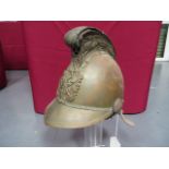 Brass Merryweather Fireman’s Helmet brass crown with dragon decorated top comb. Large rear neck