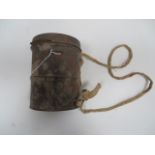 WW1 Imperial German Gas Mask Canister khaki green painted short tubular canister with hinged lid.